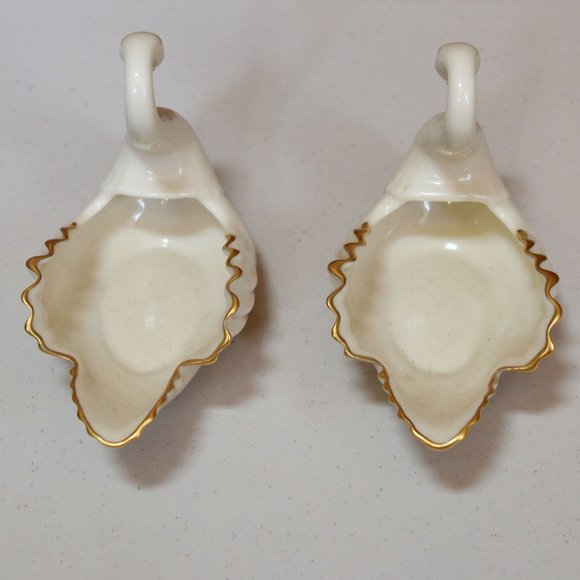 Vintage Set of (2) Lenox Gold Trim Swans Porcelain Trinket Candy Dish Figurine - Picture 4 of 12